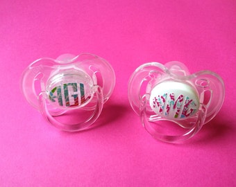 Monogrammed Pacifier- personalized baby gift, baby girl gift, baby girl gift