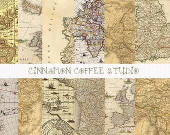 Vintage Maps Digital Scrapbook Paper old map antique