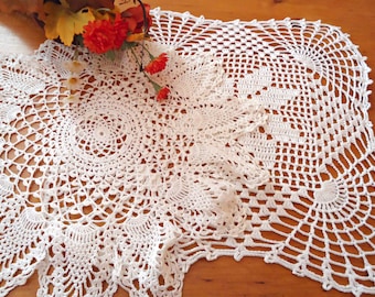 2 Crocheted Doily Doilies White Vintage Doilys Lot B248