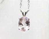Light Pink Morganite Gemstone Necklace, Morganite Jewelry, Gemstone Pendant, Fine Jewelry, 925 Sterling Silver