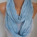 Spring Ice Blue Cotton Infinity Scarf ,Christmas Gift,Fall Scarf Cowl Circle Loop Oversized Gift Ideas For Her Women Fashion Accessories