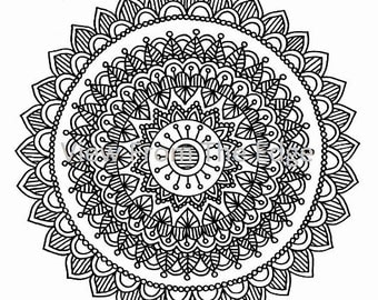 Mehndi Coloring Page Henna Adult Printable PDF by ViewFromTheEdge