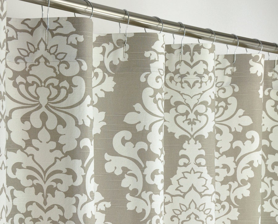 taupe fabric shower curtain