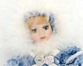 Vintage Windsor musical dancing baby blue and white doll antique retro Christmas winter doll decor