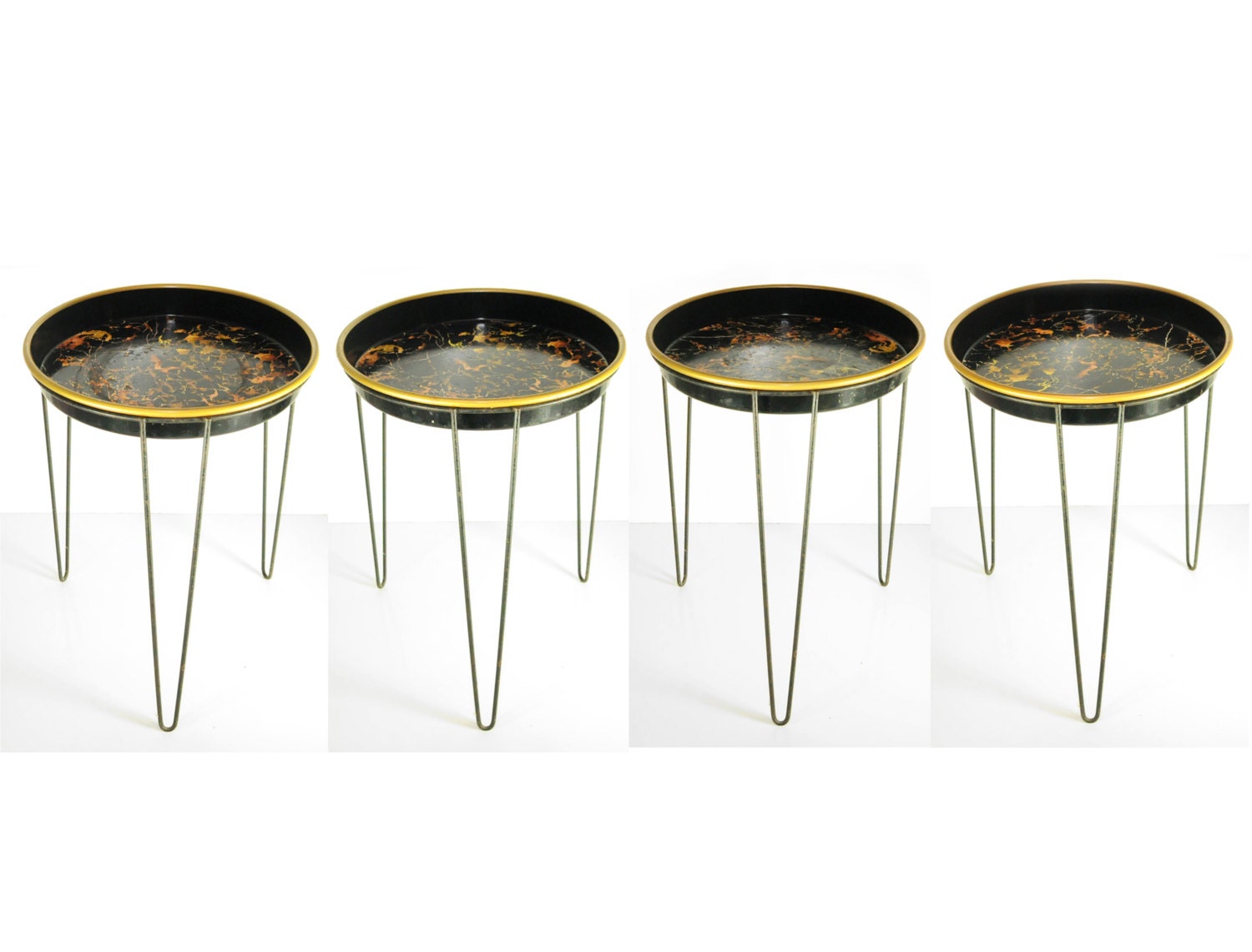 side table,mid century modern, hairpin legs, SET OF 4, nesting, round
