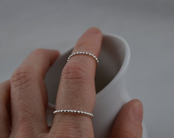 Skinny Sterling Silver Bead Ring - Midi or Regular ring