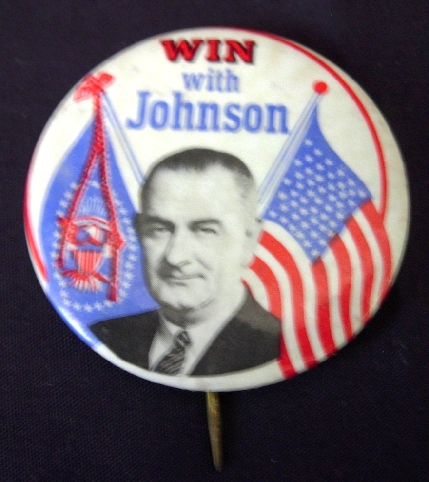 1964 LBJ Lyndon B Johnson Photo Campaign Button By DustedMemories