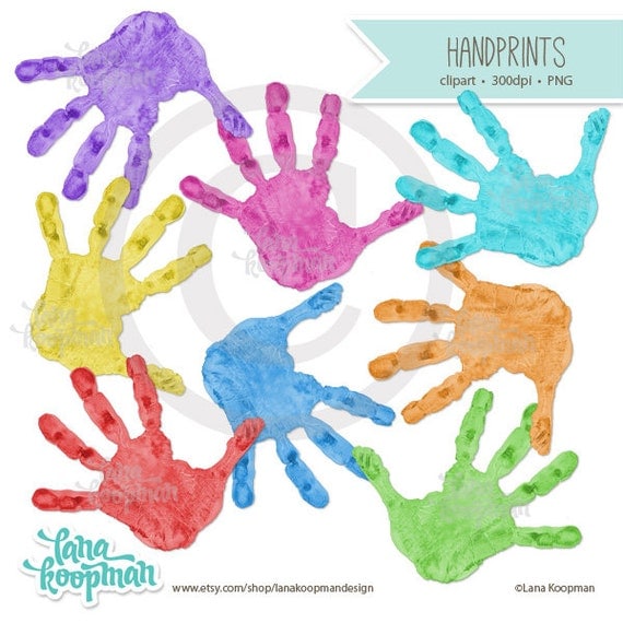 Handprints Clipart Kids Painted Handprints by LanaKoopmanDesign