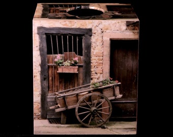 Tissue Box Cover Rustic Cart