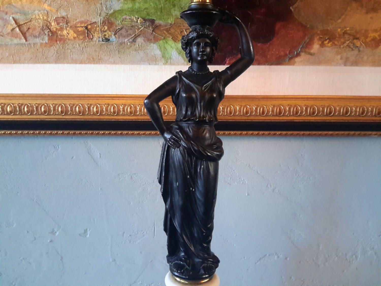 NEOCLASSICAL LADY FIGURAL Lamp Statuesque Porcelain Pedestal