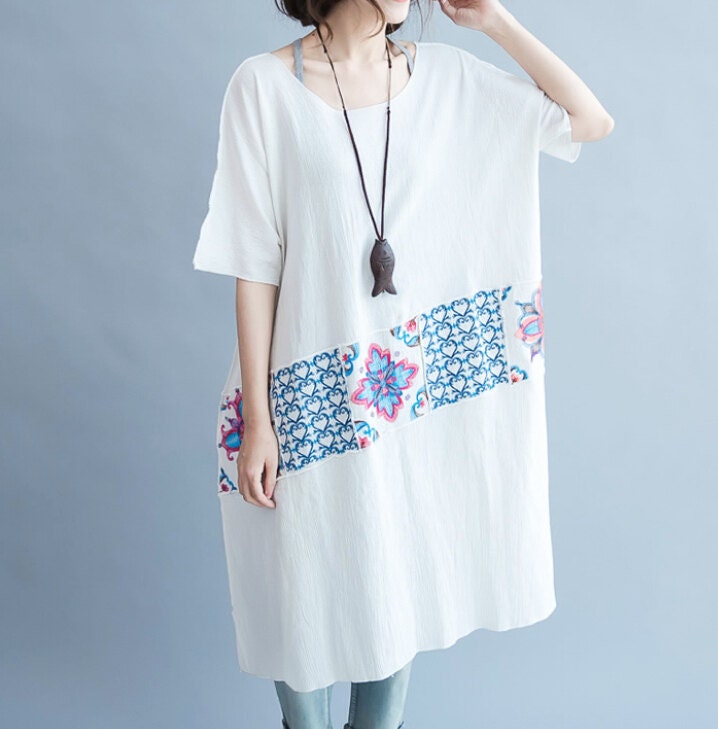 Loose Fitting sundress white oversized loose dress