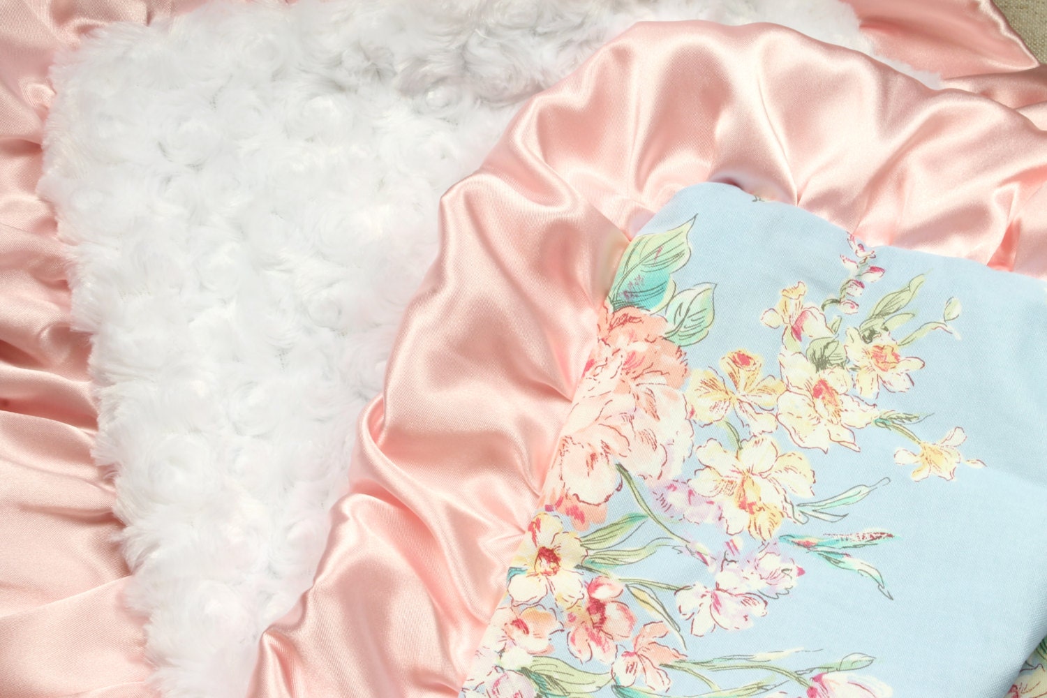 Baby Blanket Satin Ruffle Blanket Minky Baby Blanket Minky