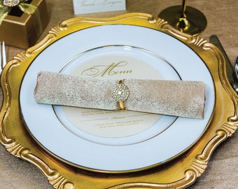 25pcs Gold Napkin Rings, Rhinestone Wedding Napkin Rings Wedding Table Decor Gold Wedding Bling, 544-G-N