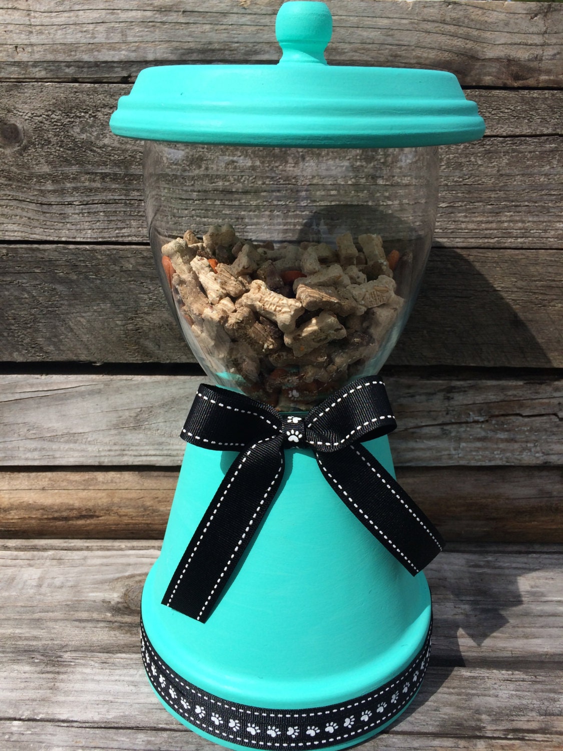 Turquoise Faux Gumball Machine Dog Treat Jar Cat Treat Jar