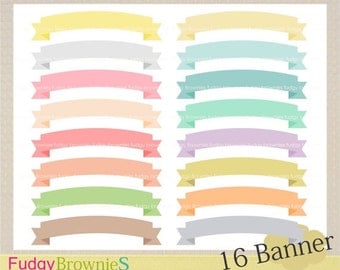 ON SALE Banner ribbon clip art, 16 scrapbooking label.S-04 ,label clip art, soft color label, Instant Download