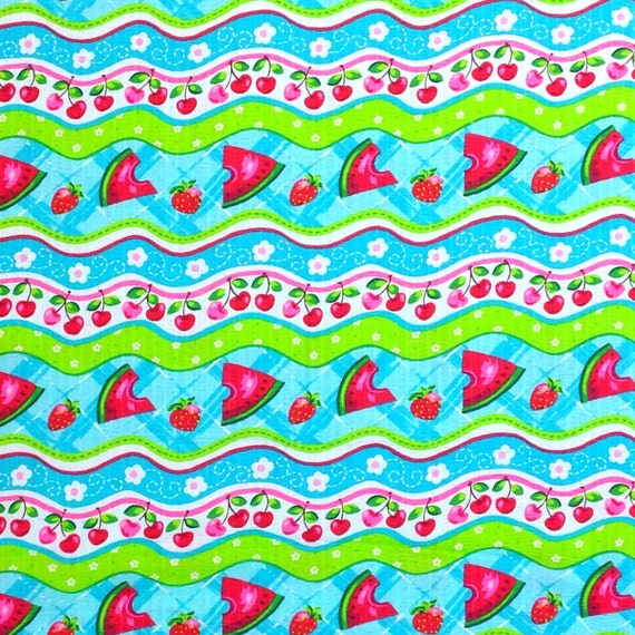 Watermelon and Cherry Fabric by the yard Tutti Frutti Cotton