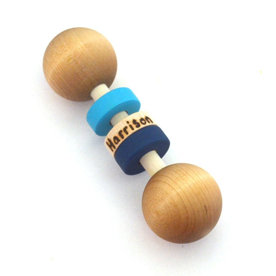 Wooden Baby Toy Personalized Baby Rattle Choose by hcwoodcraft
