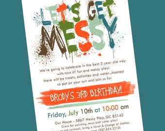 Messy/Art Boy Birthday Invitation