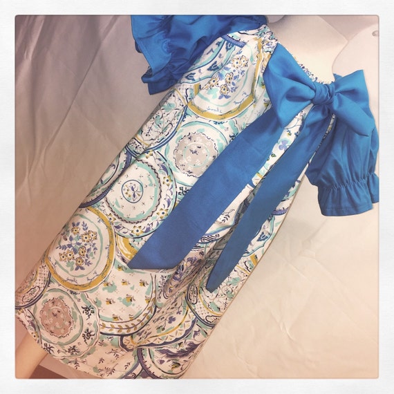 Girls Blue and Yellow Peasant Dress by Laurennlindsey on Etsy