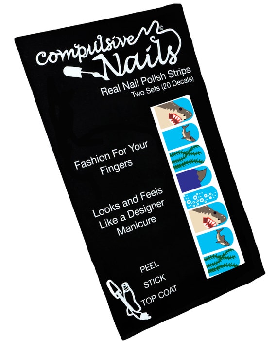 Shark Attack Nail Polish Strips Shark Week Nail Wraps Nail