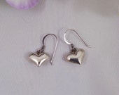 Puffed Heart Earrings Sterling Silver 1970s