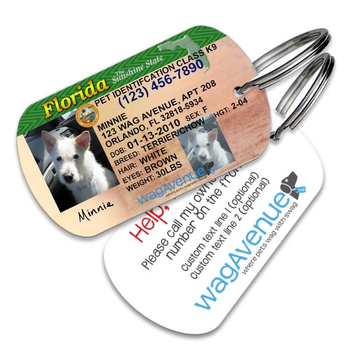 Dog Tags Florida Driver's License Pet Tag Personalized