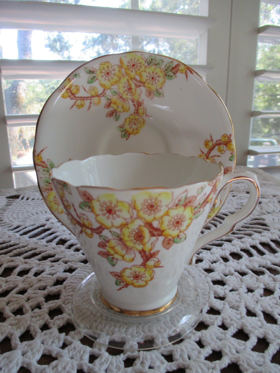 Vintage Gladstone China Tea Cup & Saucer Set Apple Blossom
