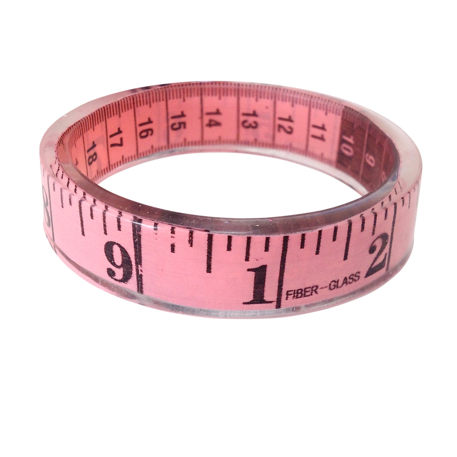 Pink Measuring Tape Bangle Bracelet Sewing Theme by RubyBijou