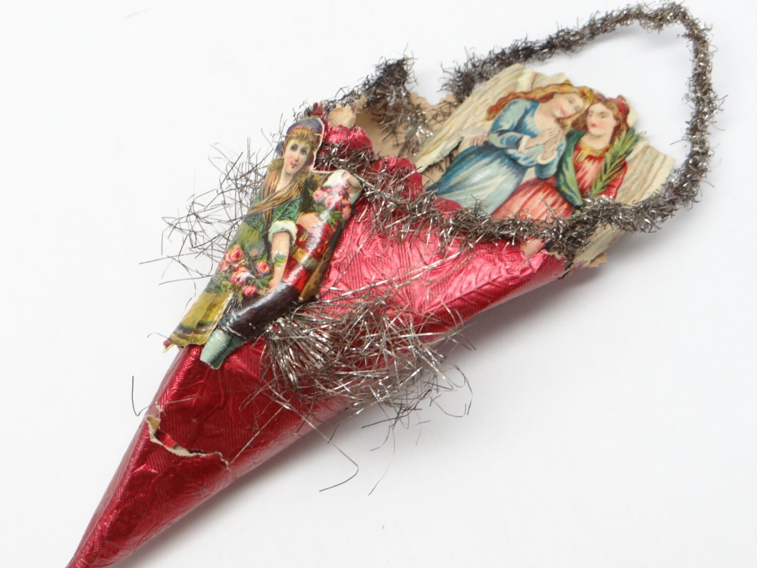 Early 1900's Victorian Cornucopia Candy Container Angels