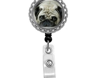 Pug Id Badge Reel Lanyard Name Tag Holder