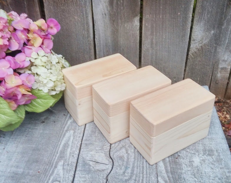 Raw Unfinished Rustic Wood Recipe Boxes SET of by HuckleberryVntg