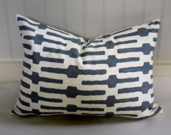 IN STOCK / Grey and Ivory Geometric Pillow Cover / Same fabric both sides