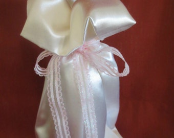 Wine Bottle Gift Bag White Silk