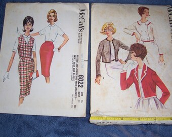 Vintage McCalls 1961 Uncut Misses Jacket..Skirt..Vest..Patterns..And...McCalls 5790..Size 18...McCalls 6022..size 16...Classic Looks..