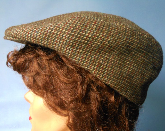 Totes golf hat 'Rain rolls right off' brown tweed newsboy style size large unisex vintage
