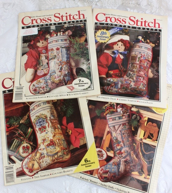 Christmas Stocking Cross-stitch Pattern Books Set of Four