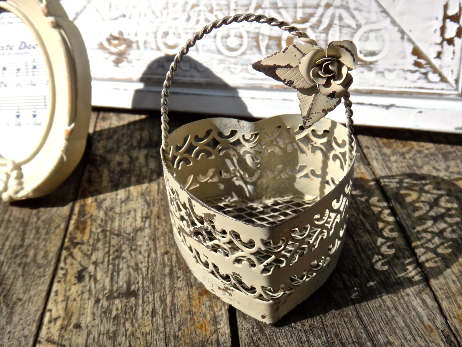 Basket Metal Basket White Basket Small Tin Basket Business