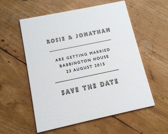 50 x Small Letterpress Save The Date Cards