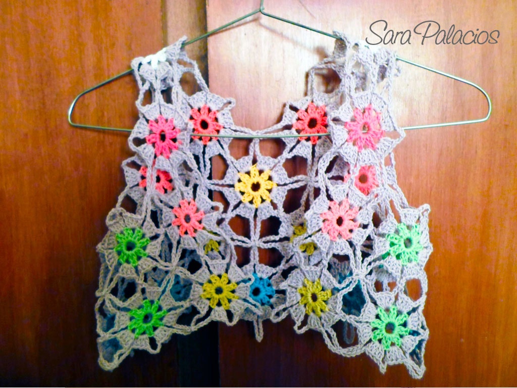 Multicolor bolero crochet Pattern. Flower granny square bolero