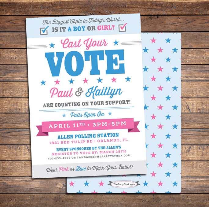 Gender Reveal Party Invitation Printable Election Baby