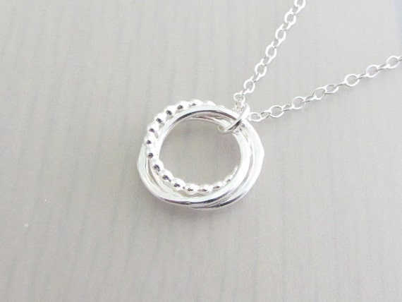 Sterling Silver Linked Circle Necklace 3 Circle Necklace