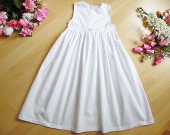 Simple Christening gown with satin flower, 100% cotton, varioussizes