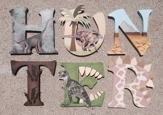 Dinosaur Wooden Letters, Dinosaur Wood Letters, Dino Decor, Dinosaur Letters, Dino Letters, Letters with Dinosaurs, Dinosaur Decor