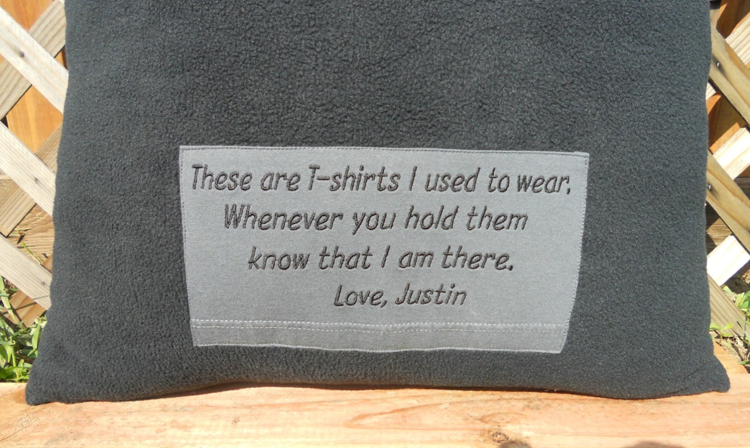 Memory Pillow Patch Embroidered Label on Pillow by MossReCreations