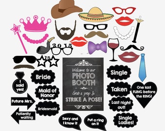 40th birthday photo booth props PRINTABLE by redmorningstudios