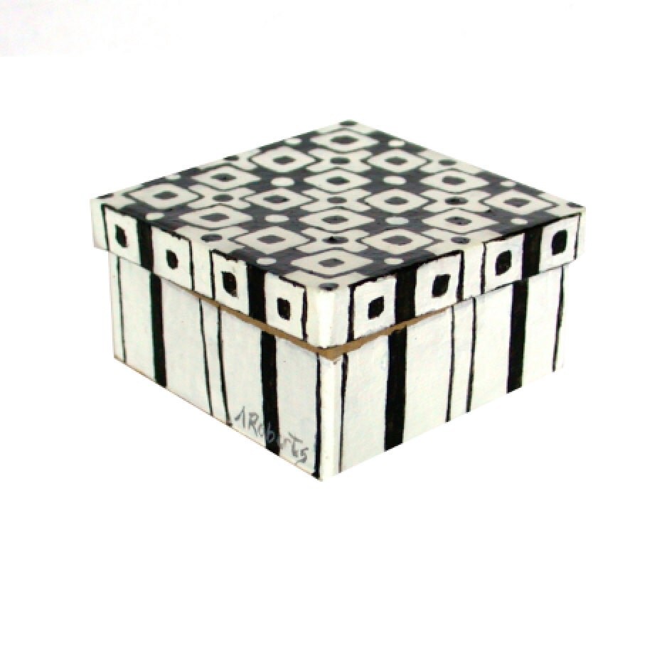 Abstract Black and White Jewelry Gift Box Hand Painted Box