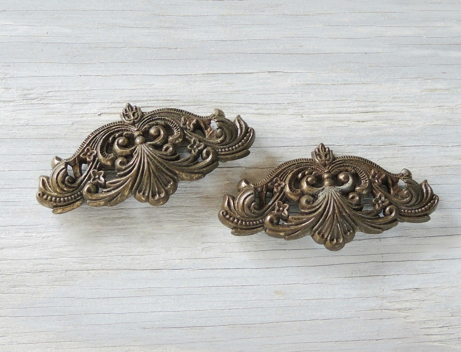 2 Salvaged Furniture Hardware Embellishment Industrial Chic French