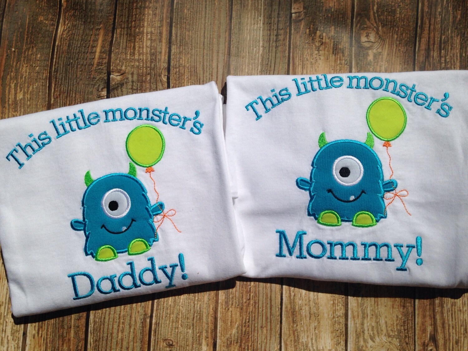 Little monsters boys first birthday mommy and daddy matching