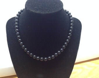 Vintage Black Beaded Stretch Necklace