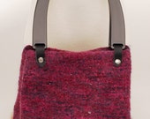Christmas in July SALE Felted Purse, Hand-knit Purse, Beaded Purse, Burgundy Purse